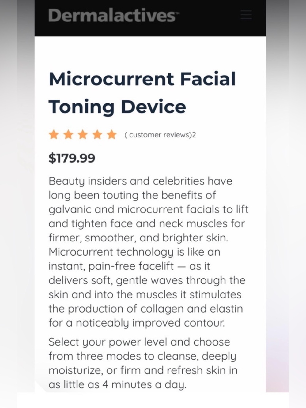 Dermalactives Microcurrent Facial Toning Device - NIB - Picture 2 of 3